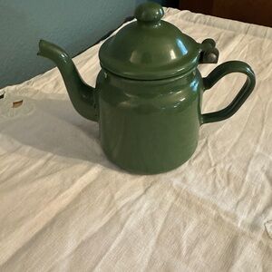 Green Enamelware Teapot